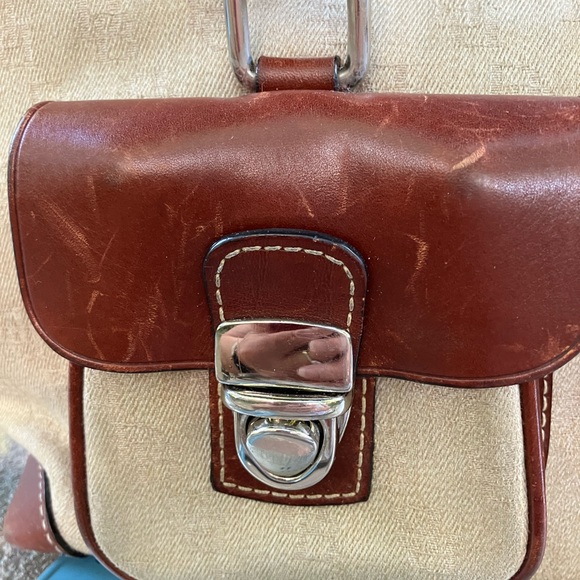 Fabric and leather Dooney and Burke handbag. - Picture 2 of 15